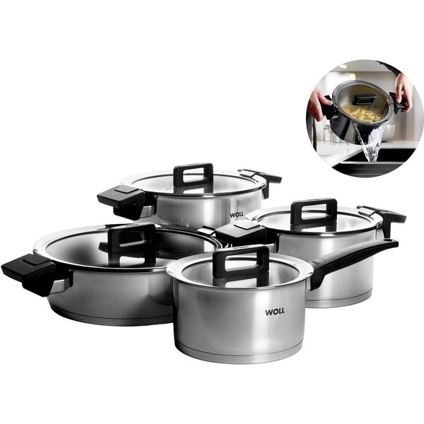 WOLL Topf-Set Concept, Edelstahl 18/10 (Set, 8-tlg., 1 Stieltopf 18 cm, je 1 Kochtopf 20/24 cm, 1 Bratentopf 28 cm), für Induktion