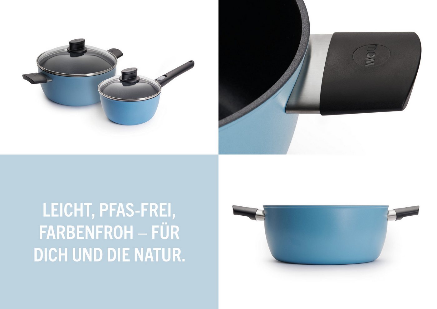 WOLL Topf-Set MADE IN GERMANY - Ecolour, Aluminiumguss (Set, 4-tlg), abnehmbarer Stielgriff – Bild 2 von 5