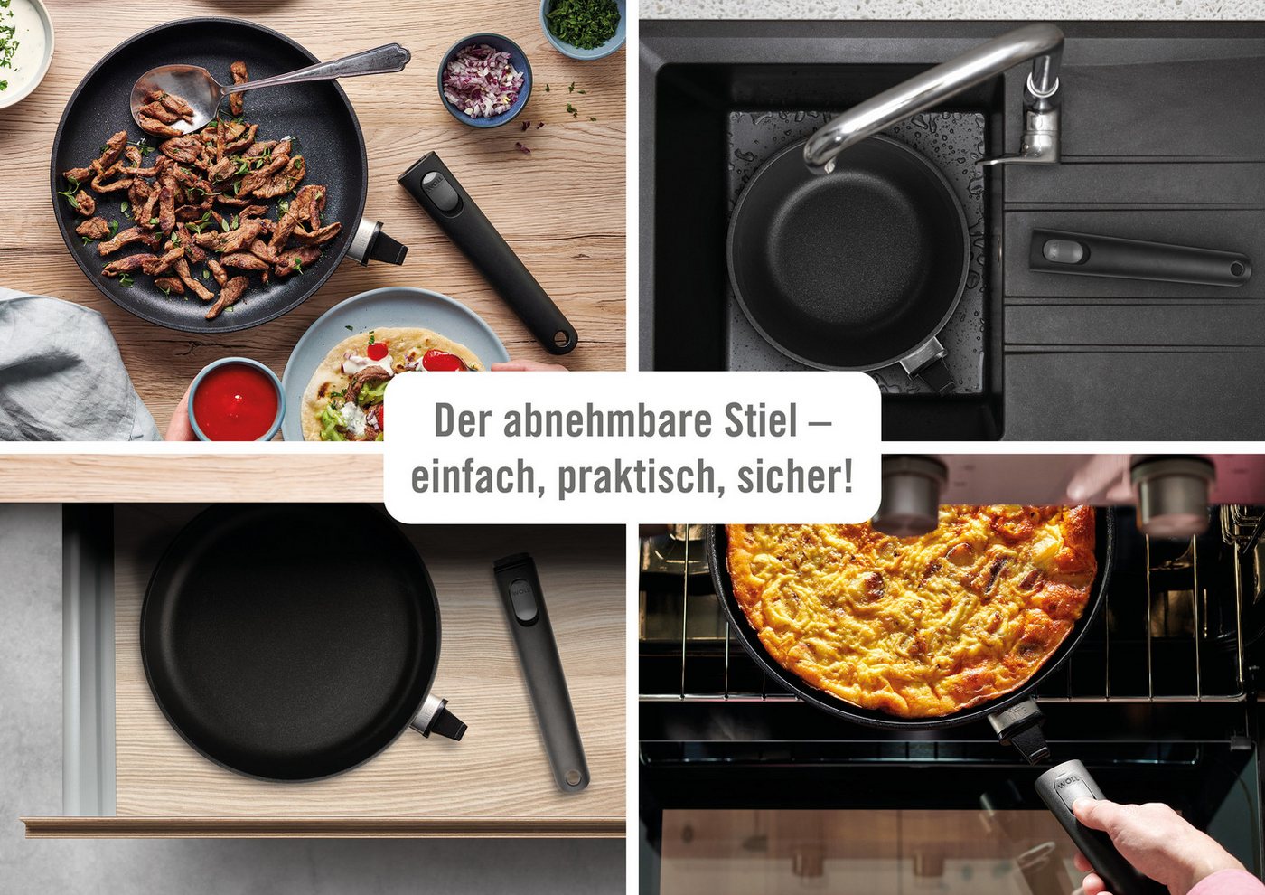 WOLL Topf-Set MADE IN GERMANY - Ecolour, Aluminiumguss (Set, 4-tlg), abnehmbarer Stielgriff – Bild 3 von 5