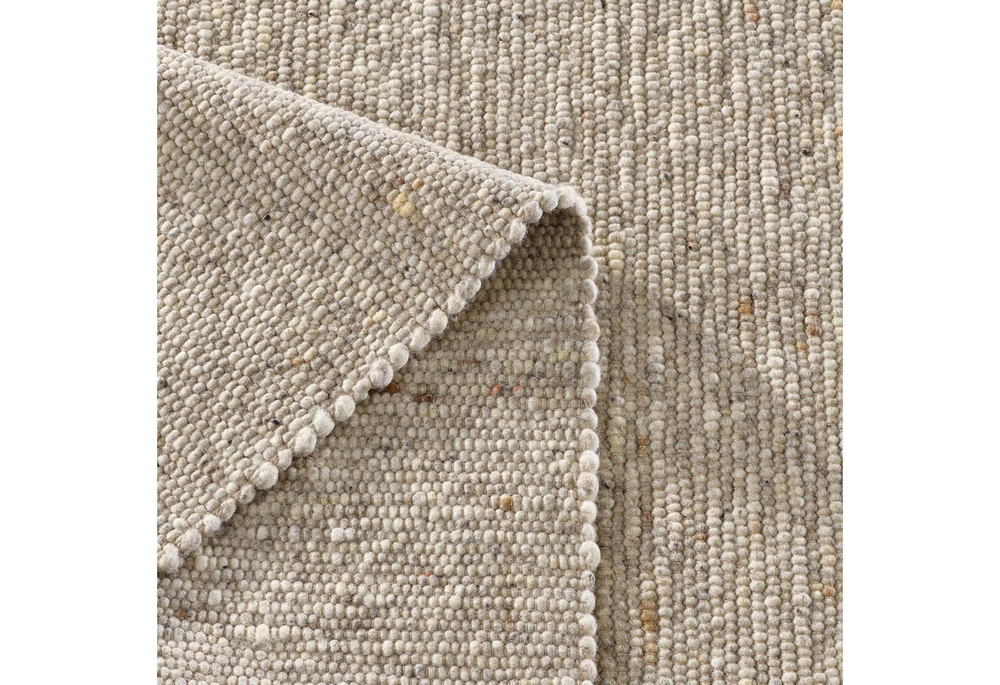 TaraCarpet Wollteppich TaraCarpet Alpen, rechteckig, Höhe: 10 mm, Handwebteppich Schurwolle graubeige Wohnzimmer Schlafzimmer 070x130 cm – Bild 4 von 5