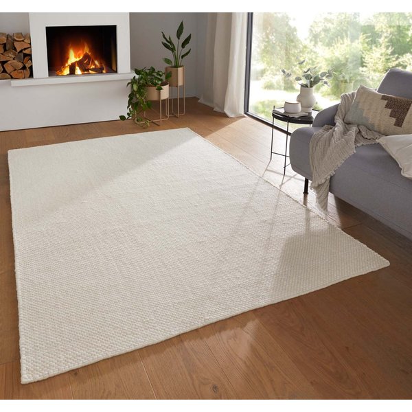 TaraCarpet Wollteppich TaraCarpet Bern Modern fürs Wohnzimmer Schlafzimmer Esszimmer Wolltep, rechteckig, Höhe: 5 mm, Wollteppich weiß Wohnzimmer Schlafzimmer E