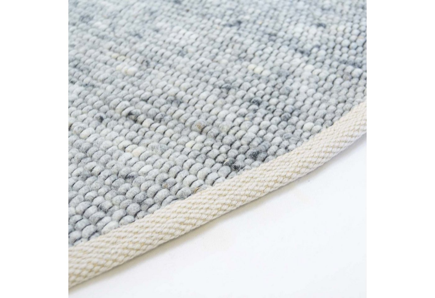 TaraCarpet Wollteppich TaraCarpet Handwebteppich Frankeneck, rund, Höhe: 13 mm, Handgewebter Teppich gewalkt Wohnzimmer Schlafzimmer Esszimmer 130x130 – Bild 4 von 4