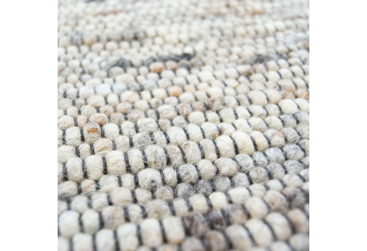 TaraCarpet Wollteppich TaraCarpet Handwebteppich Frankeneck, rund, Höhe: 13 mm, Handgewebter Teppich gewalkt Wohnzimmer Schlafzimmer Esszimmer 150x150 – Bild 2 von 4