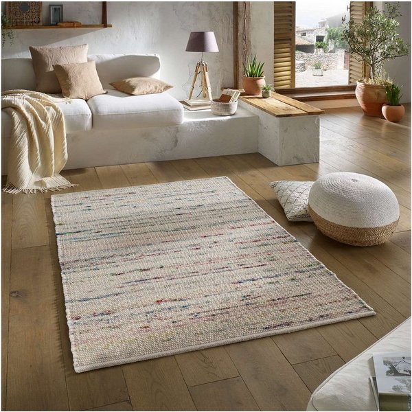 TaraCarpet Wollteppich TaraCarpet Handwebteppich Malmoe Fashion, rechteckig, Höhe: 10 mm, Handgewebter Teppich multi Wohnzimmer Schlafzimmer Esszimmer 070X130