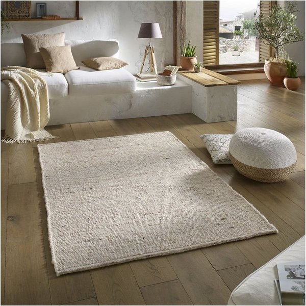 TaraCarpet Wollteppich TaraCarpet Handwebteppich Malmoe, rechteckig, Höhe: 10 mm, Schurwolle Webteppich beige meliert Wohnzimmer Schlafzimmer 120x170