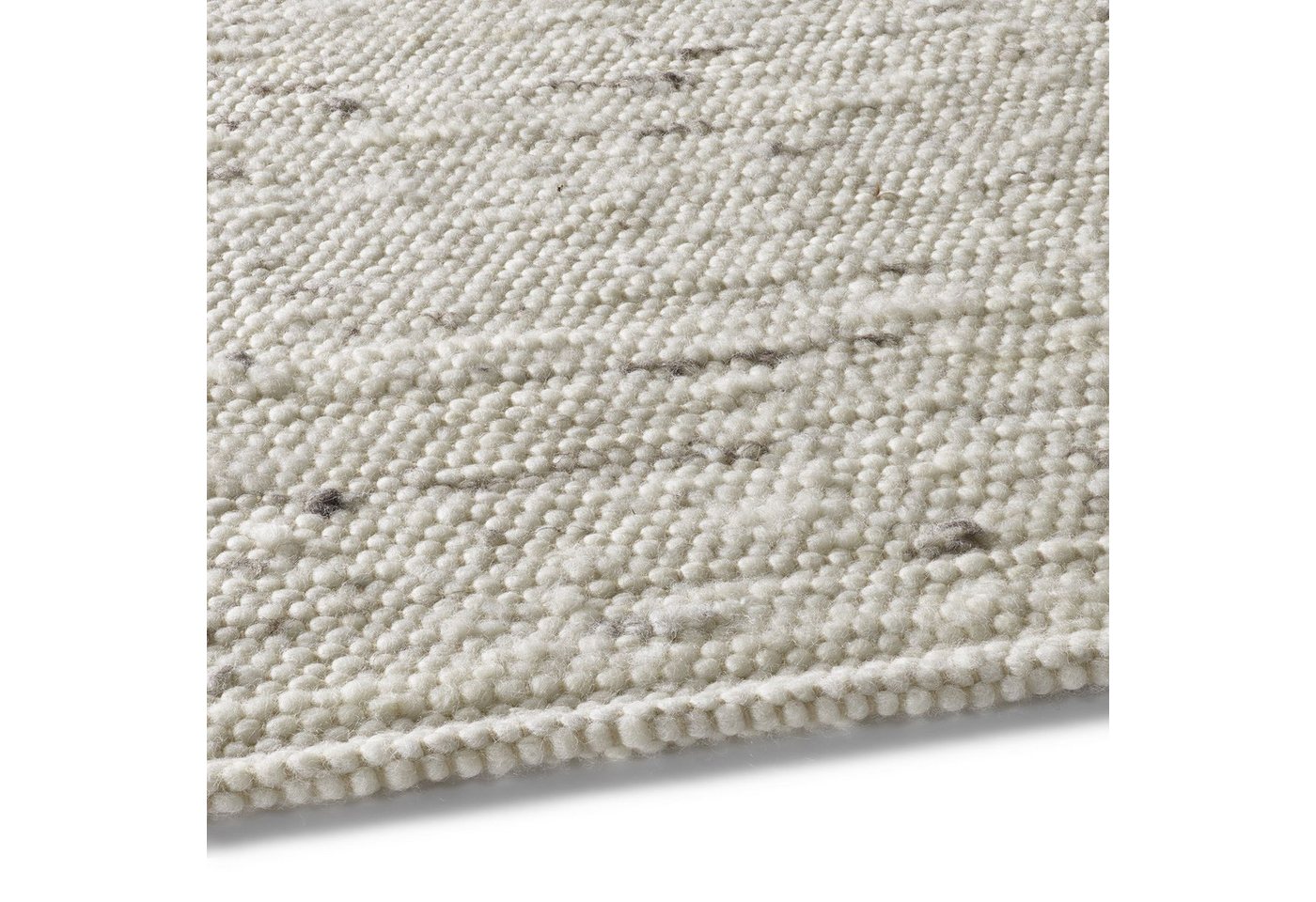 TaraCarpet Wollteppich TaraCarpet Handwebteppich Oslo, rechteckig, Höhe: 10 mm, Schurwolle Handgewebt h.grau meliert Wohnzimmer Schlafzimmer 070x240 – Bild 5 von 5