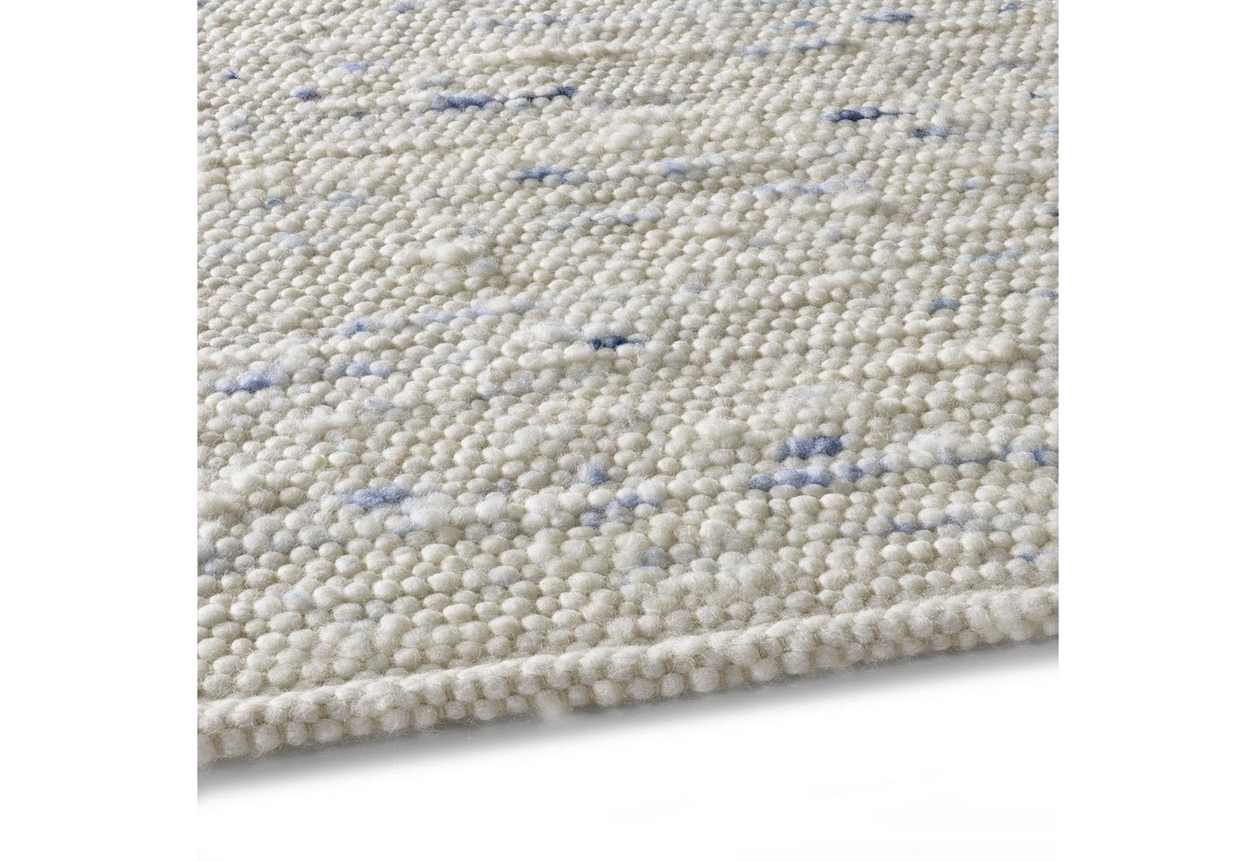 TaraCarpet Wollteppich TaraCarpet Handwebteppich Oslo, rechteckig, Höhe: 10 mm, Schurwolle Handgewebt blau meliert Wohnzimmer Schlafzimmer 090x160 cm – Bild 5 von 5