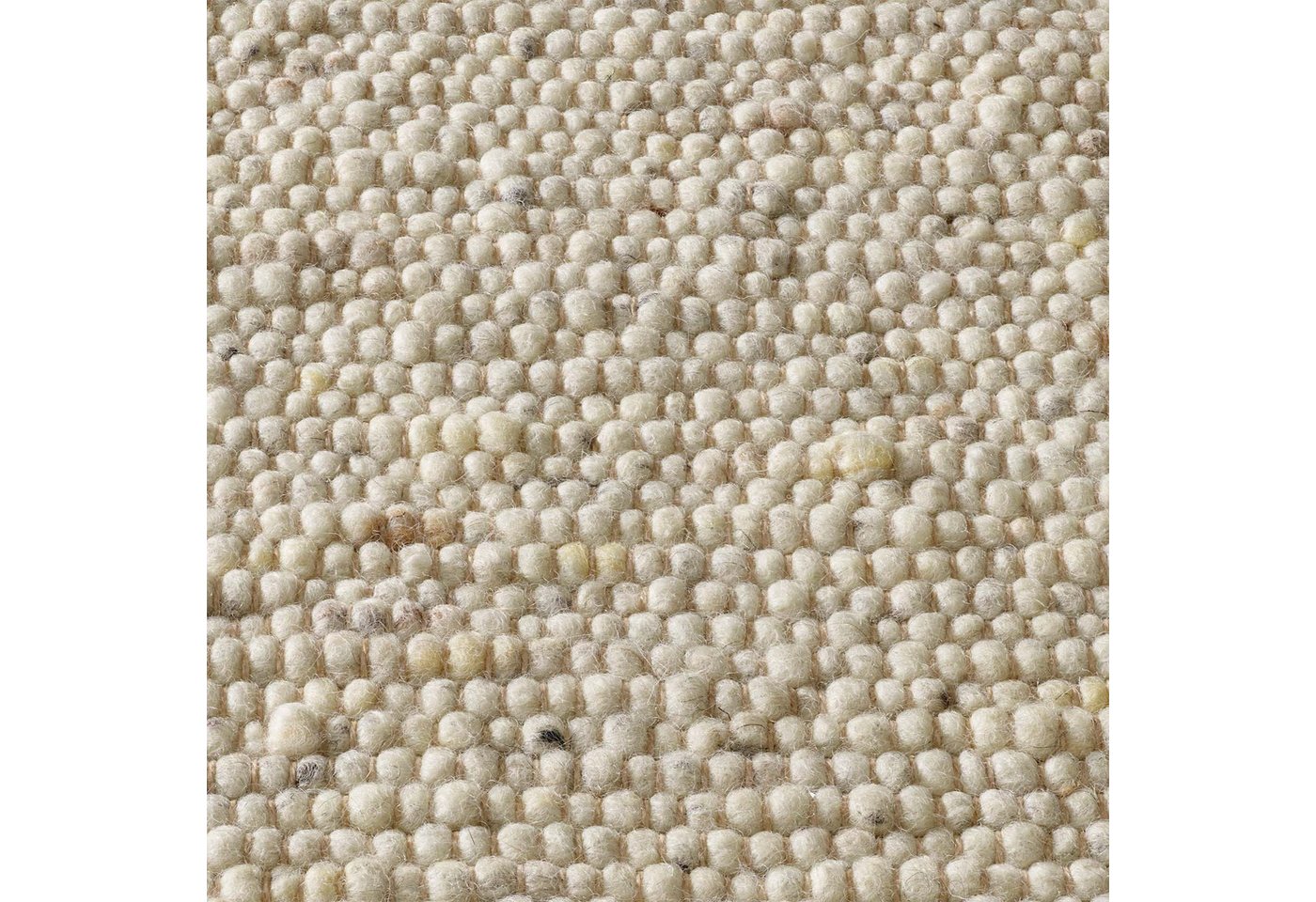 TaraCarpet Wollteppich TaraCarpet Lambrecht, rechteckig, Höhe: 13 mm, Hand-Web-Teppich beige gewalkt Wohnzimmer Esszimmer 070x130 cm – Bild 3 von 5