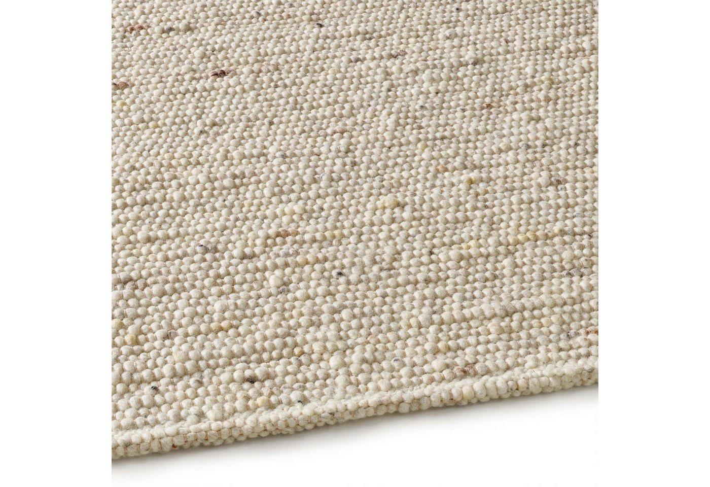 TaraCarpet Wollteppich TaraCarpet Lambrecht, rechteckig, Höhe: 13 mm, Hand-Web-Teppich beige gewalkt Wohnzimmer Esszimmer 070x130 cm – Bild 5 von 5