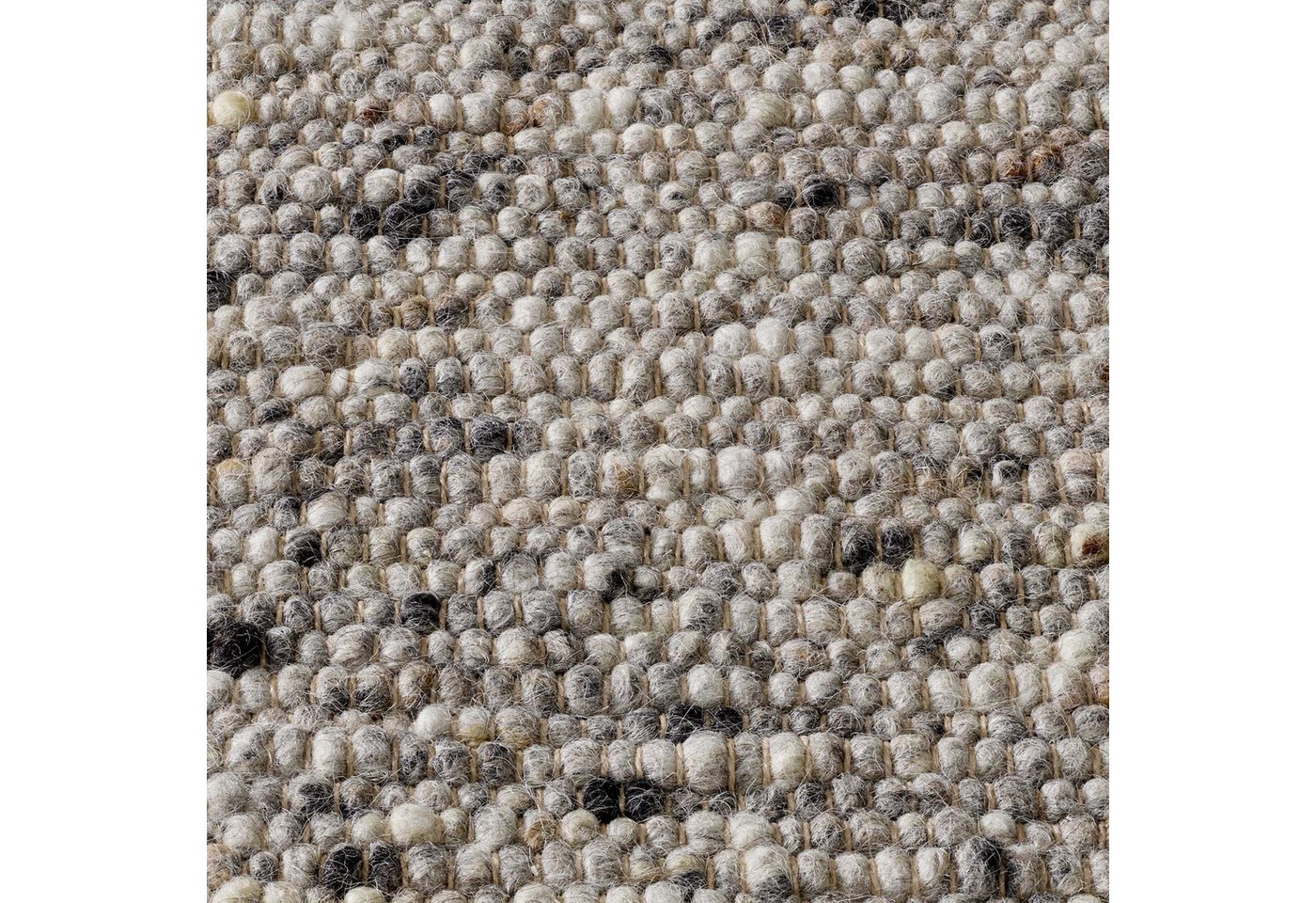 TaraCarpet Wollteppich TaraCarpet Lambrecht, rechteckig, Höhe: 13 mm, Hand-Web-Teppich grau gewalkt Wohnzimmer Esszimmer 070x130 cm – Bild 3 von 5