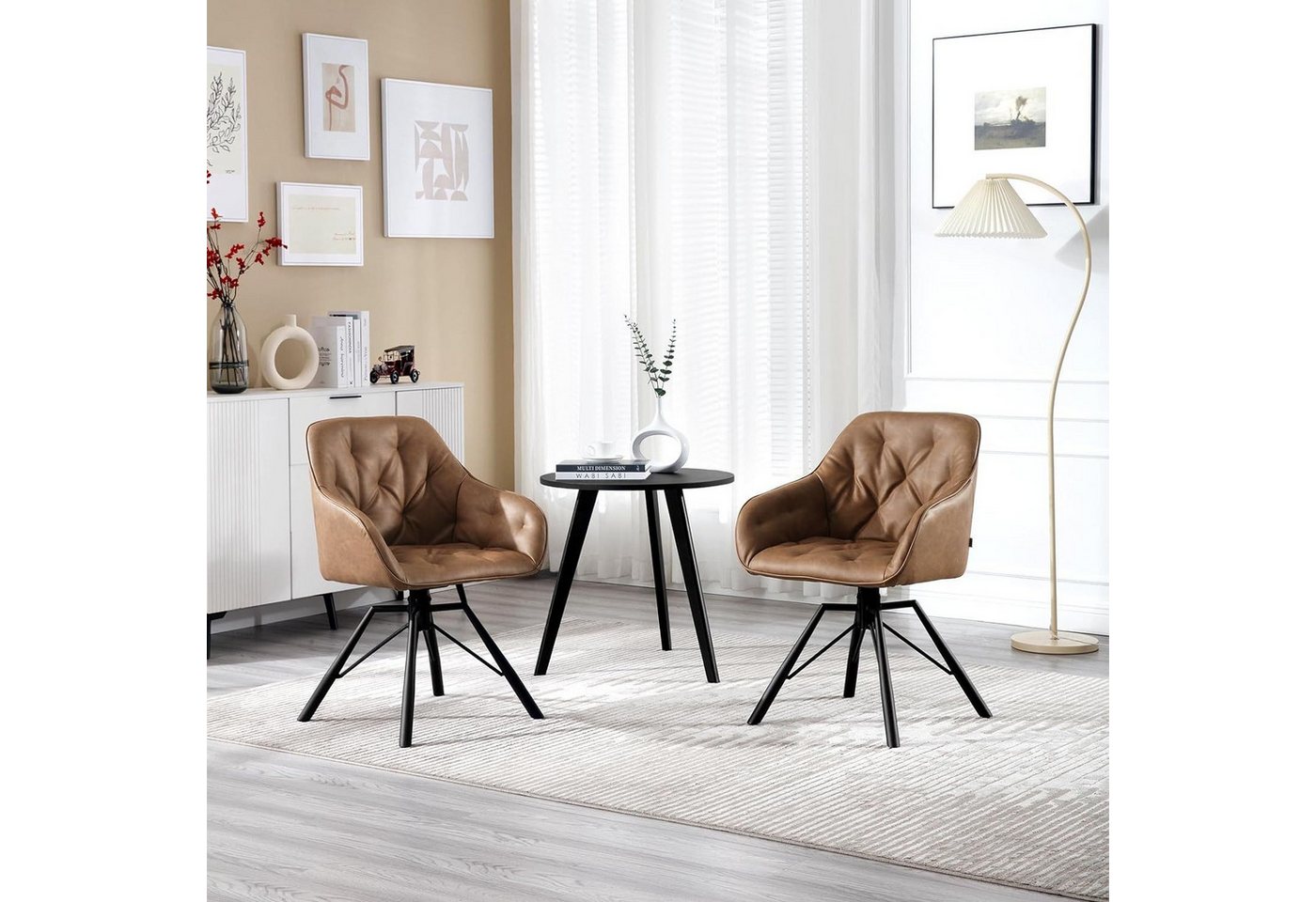Woltu 4-Fußstuhl (2 St), drehbar, Esszimmerstuhl für Esszimmer Küche Wohnzimmer – Bild 2 von 5
