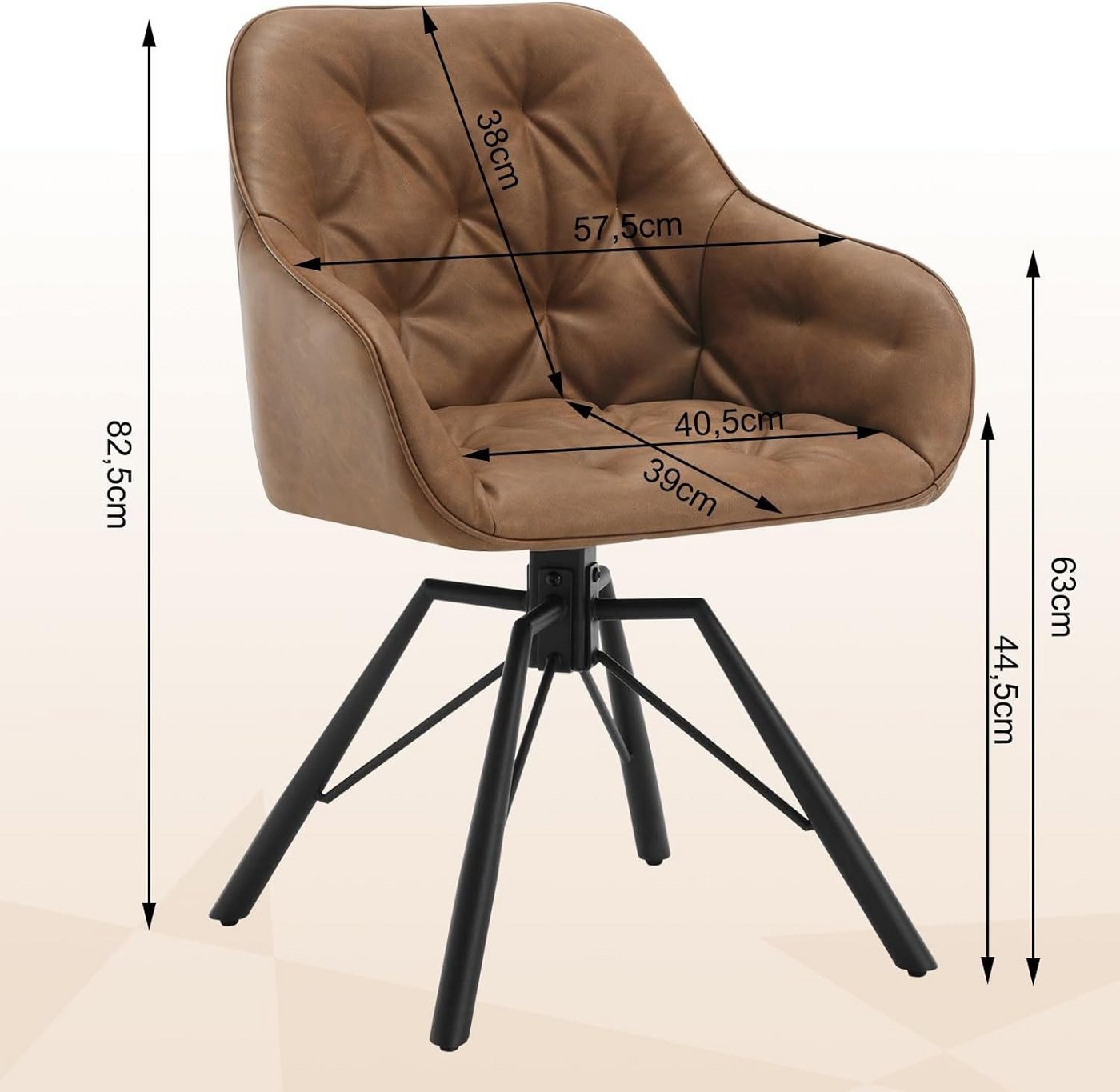 Woltu 4-Fußstuhl (2 St), drehbar, Esszimmerstuhl für Esszimmer Küche Wohnzimmer – Bild 3 von 5
