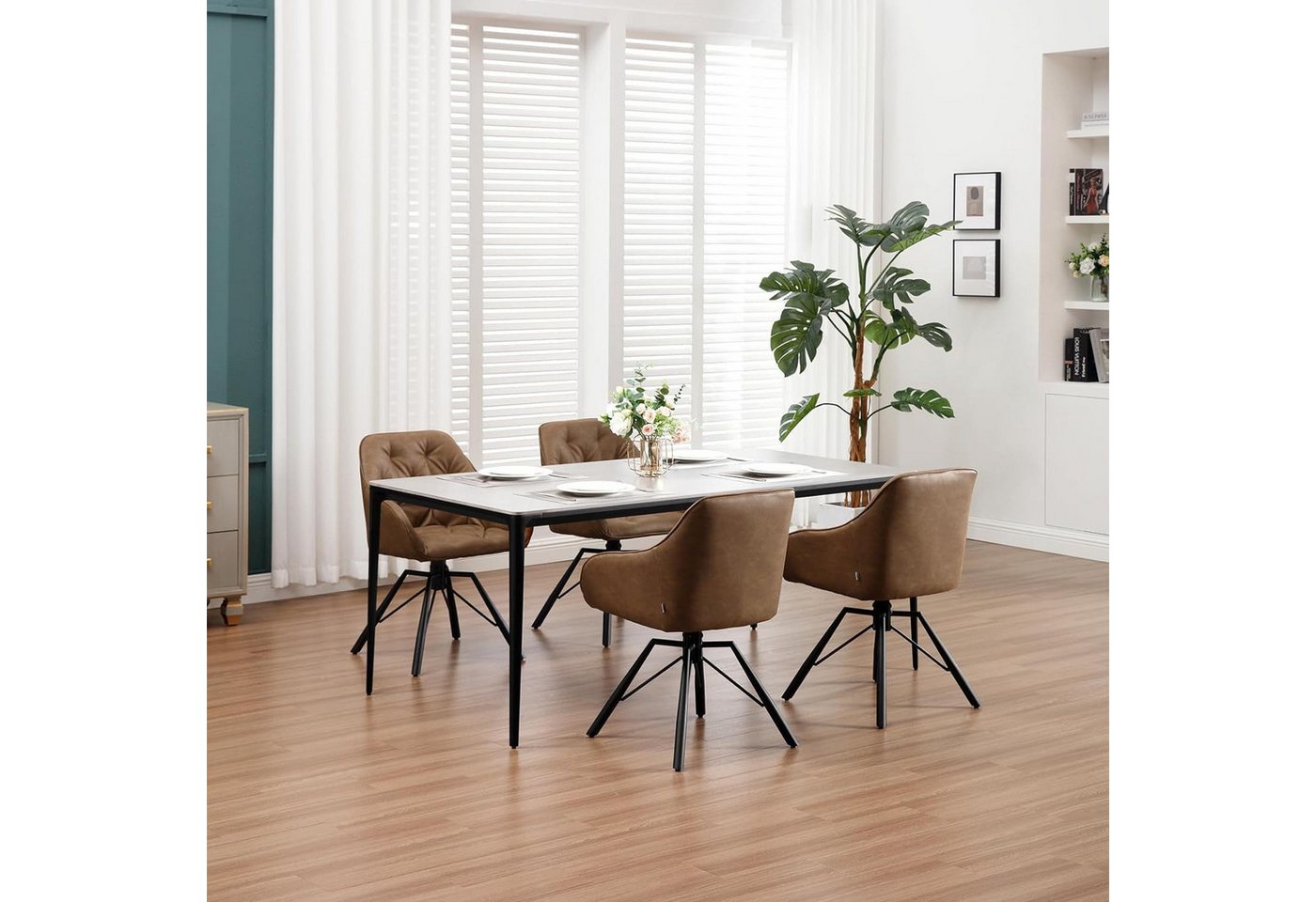 Woltu 4-Fußstuhl (2 St), drehbar, Esszimmerstuhl für Esszimmer Küche Wohnzimmer – Bild 4 von 5
