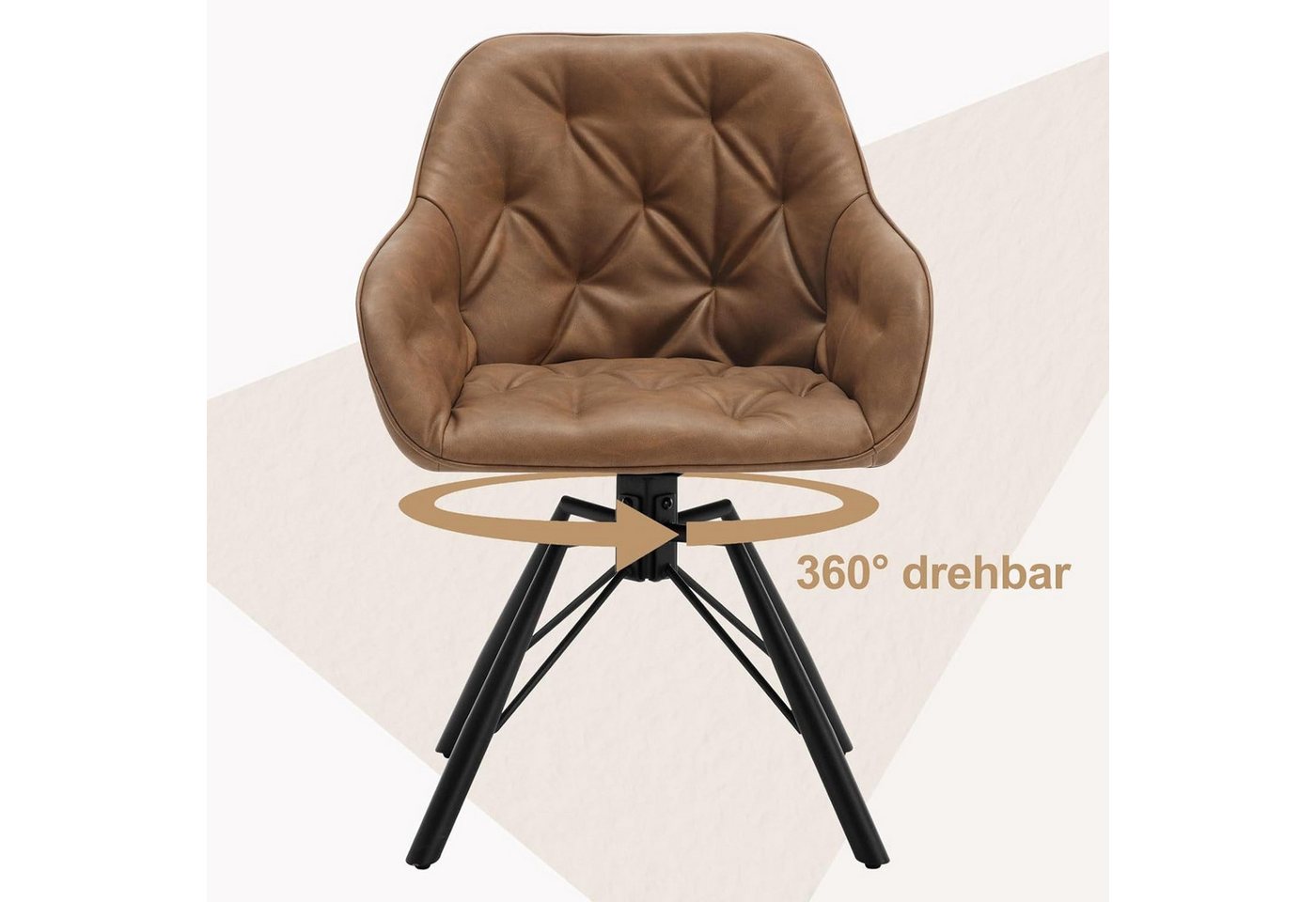 Woltu 4-Fußstuhl (2 St), drehbar, Esszimmerstuhl für Esszimmer Küche Wohnzimmer – Bild 5 von 5