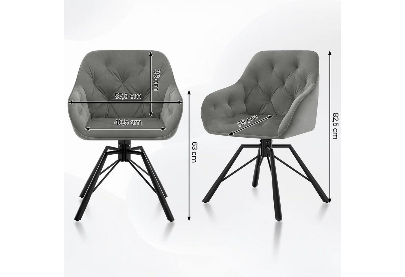 Woltu 4-Fußstuhl (4 St), Esszimmerstuhl drehbar Samt Sessel Küche Wohnzimmer – Bild 3 von 5