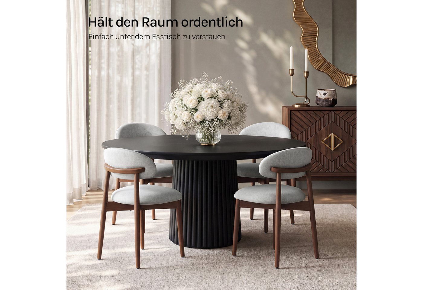 Woltu 4-Fußstuhl (4 St), gemütliche Esszimmerstühle mit Griff Küchenstuhl aus Chenille – Bild 2 von 5
