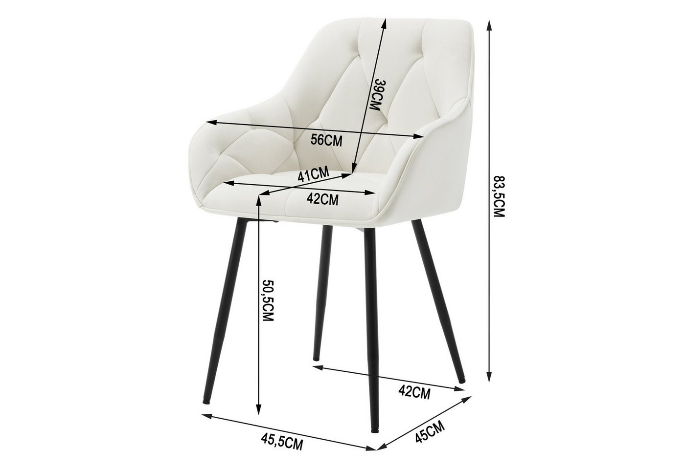 Woltu 4-Fußstuhl (Set, 6 St), Esszimmerstühle ergonomischer aus Samt – Bild 3 von 5