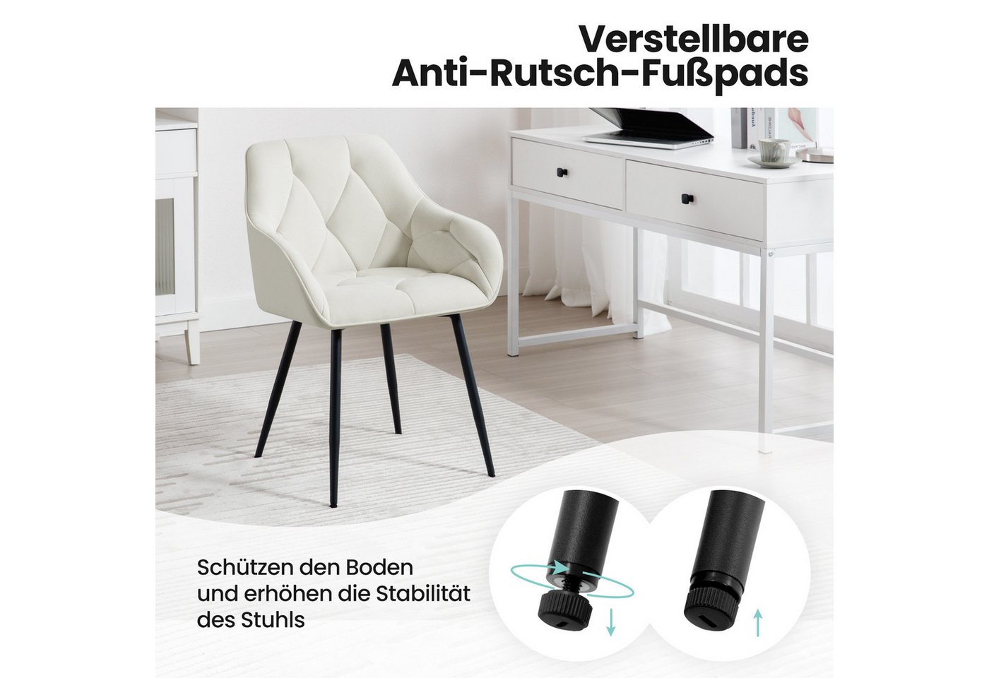 Woltu 4-Fußstuhl (Set, 4 St), Esszimmerstühle ergonomischer aus Samt – Bild 4 von 5