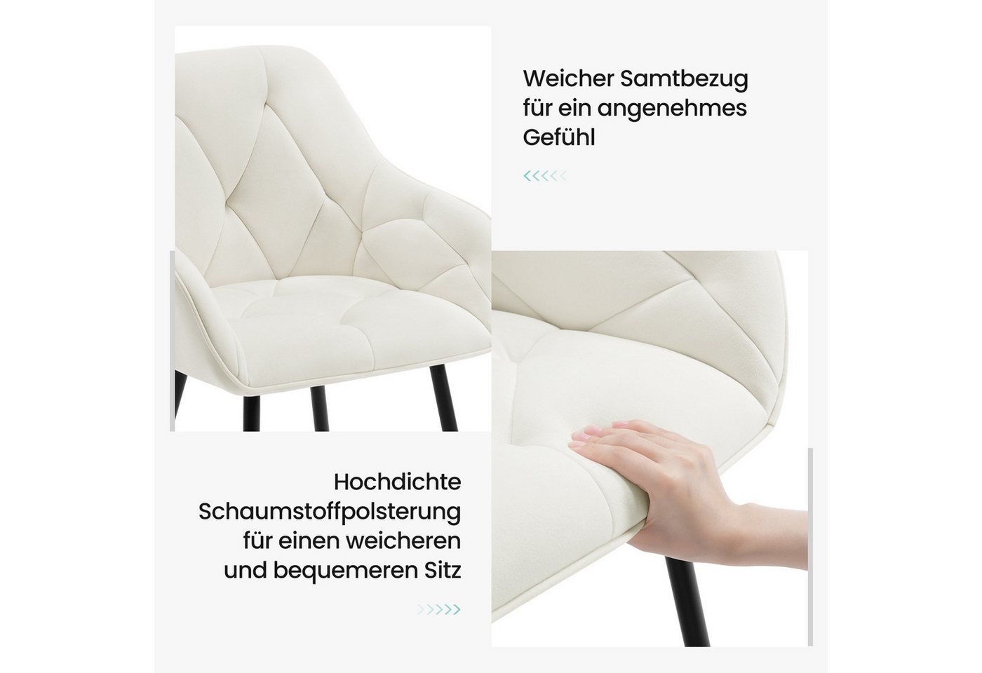Woltu 4-Fußstuhl (Set, 4 St), Esszimmerstühle ergonomischer aus Samt – Bild 5 von 5