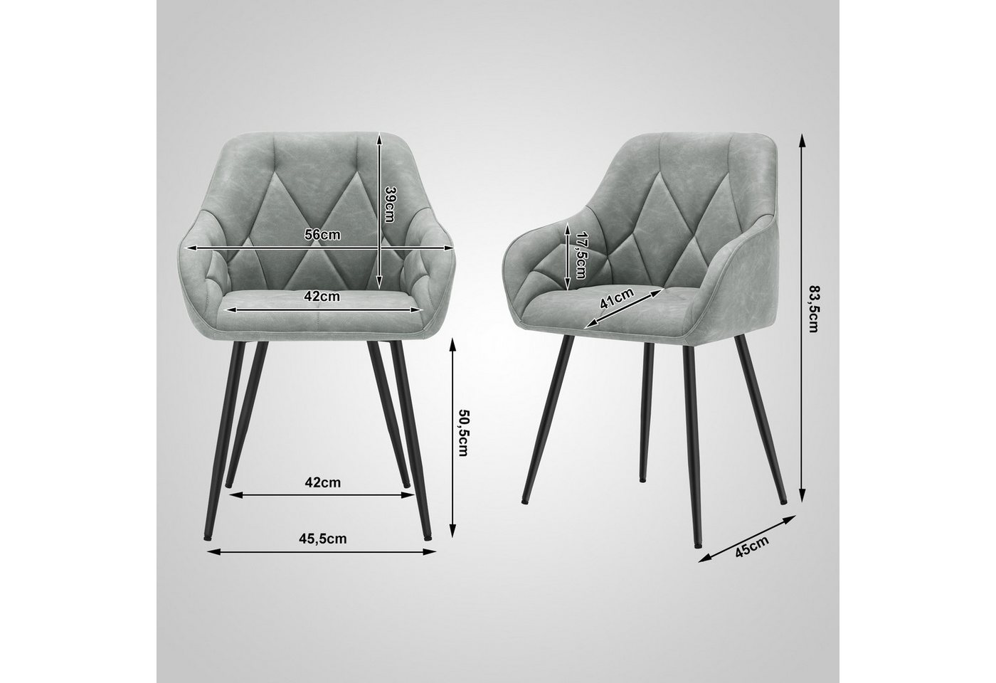 Woltu 4-Fußstuhl (Set, 4 St), Esszimmerstühle ergonomischer aus Kunstleder – Bild 3 von 5