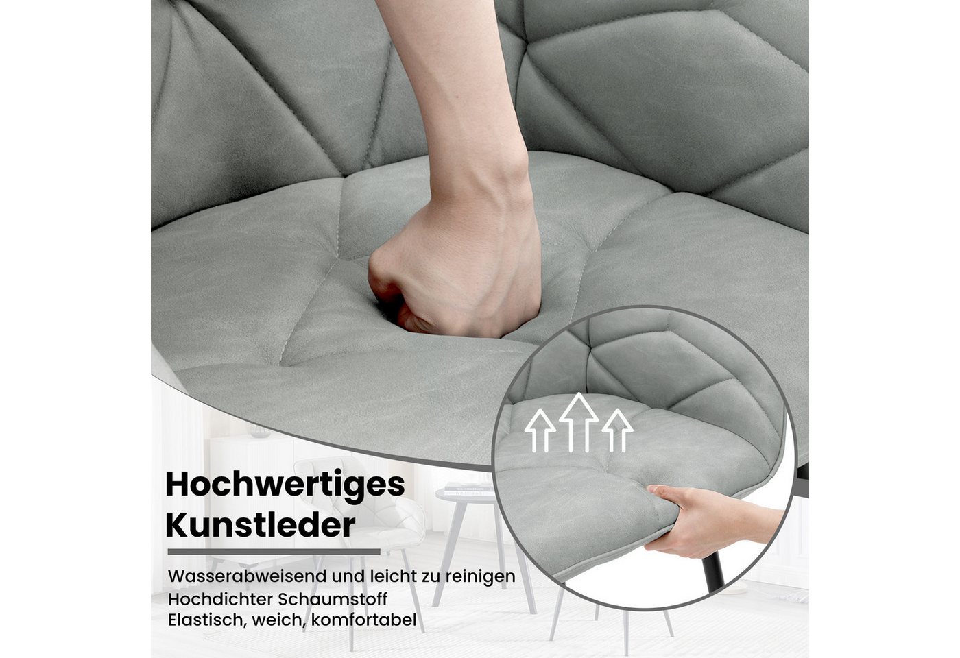 Woltu 4-Fußstuhl (Set, 4 St), Esszimmerstühle ergonomischer aus Kunstleder – Bild 4 von 5