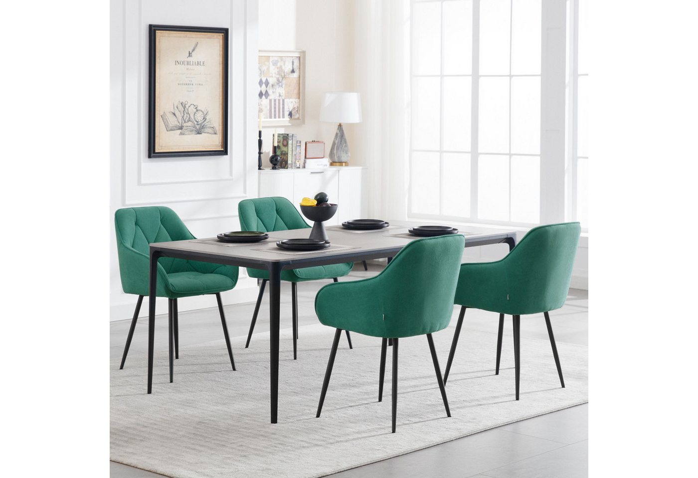 Woltu 4-Fußstuhl (Set, 6 St), Esszimmerstühle ergonomischer aus Samt – Bild 2 von 5