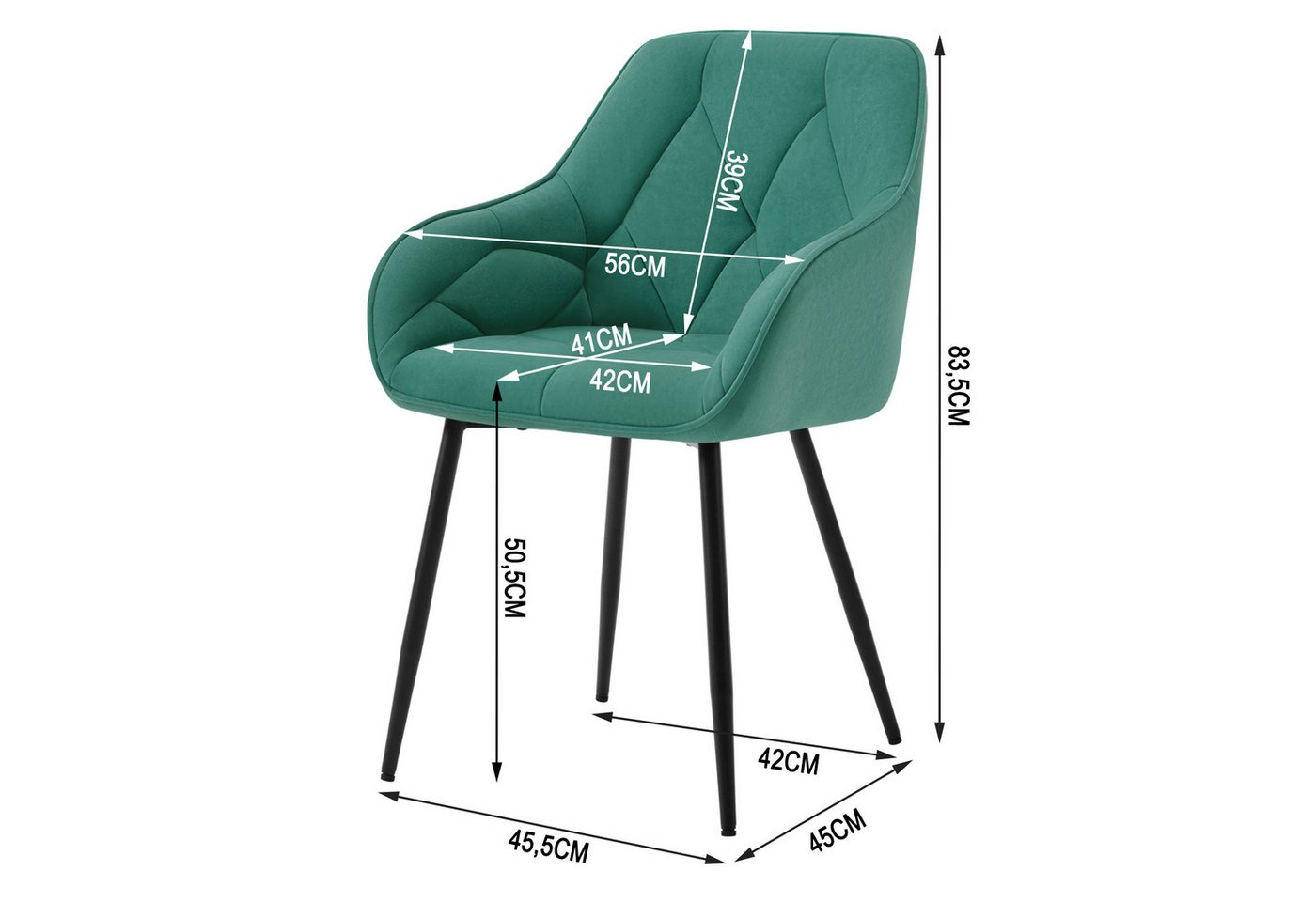 Woltu 4-Fußstuhl (Set, 6 St), Esszimmerstühle ergonomischer aus Samt – Bild 3 von 5