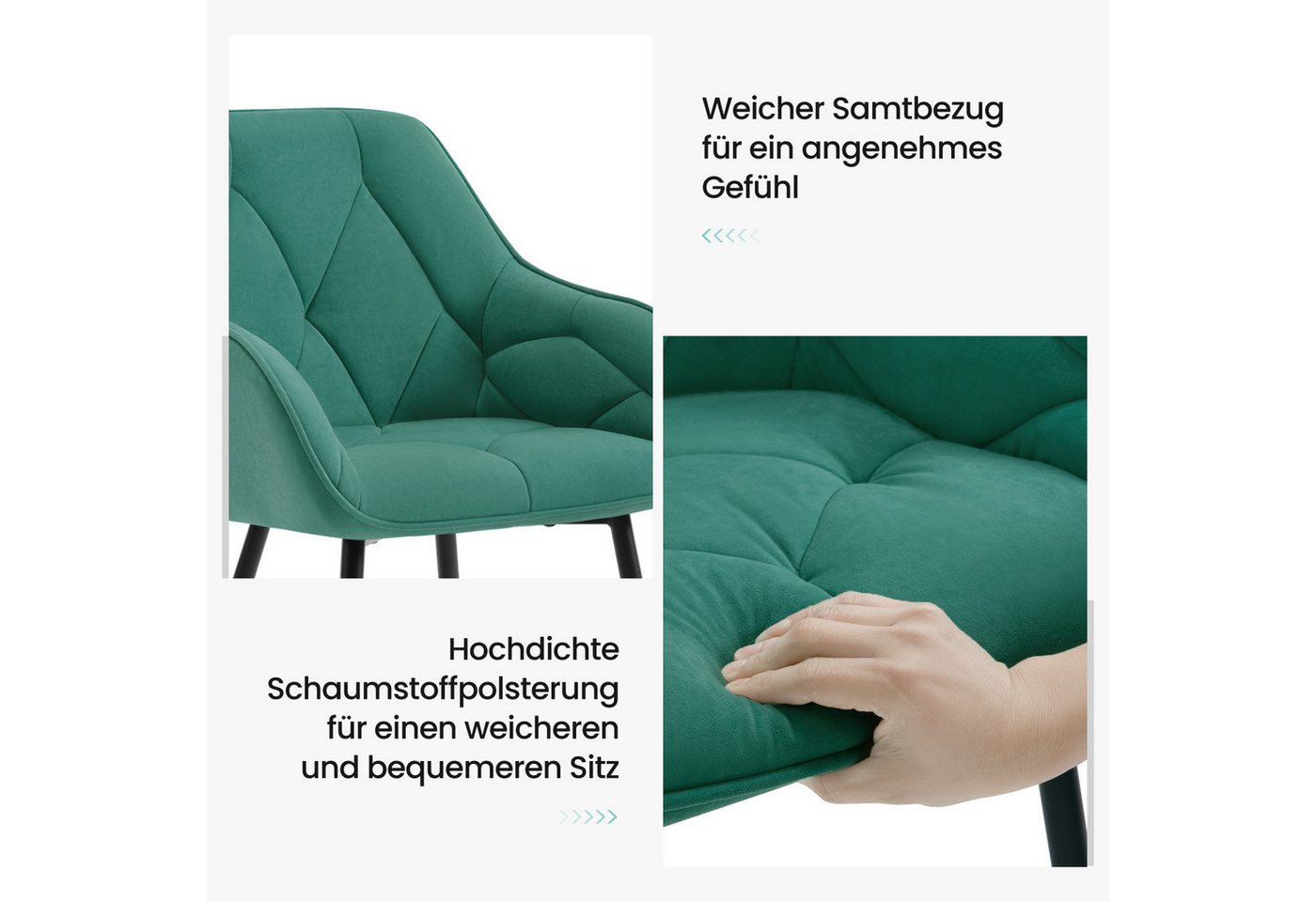 Woltu 4-Fußstuhl (Set, 6 St), Esszimmerstühle ergonomischer aus Samt – Bild 5 von 5