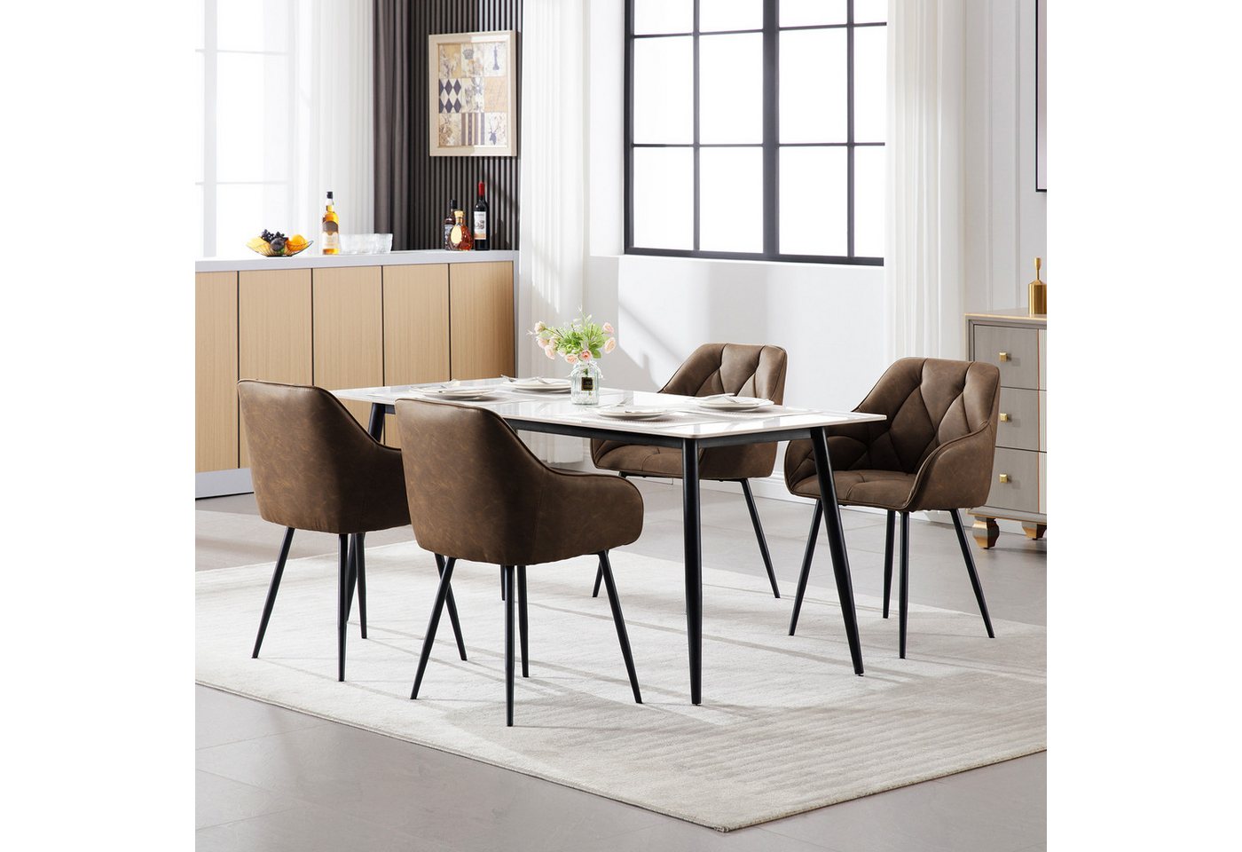Woltu 4-Fußstuhl (Set, 6 St), Esszimmerstühle ergonomischer aus Kunstleder – Bild 2 von 5