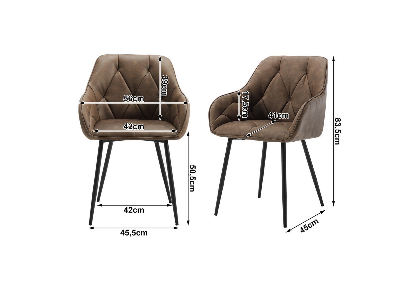 Woltu 4-Fußstuhl (Set, 6 St), Esszimmerstühle ergonomischer aus Kunstleder – Bild 3 von 5