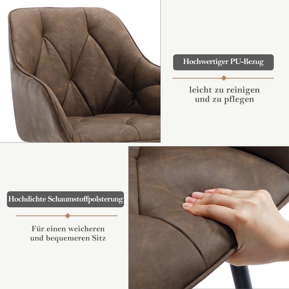 Woltu 4-Fußstuhl (Set, 6 St), Esszimmerstühle ergonomischer aus Kunstleder – Bild 5 von 5