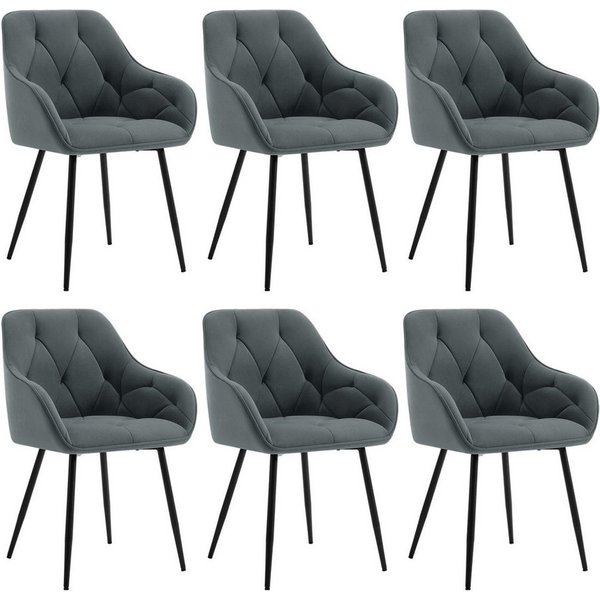 Woltu 4-Fußstuhl (Set, 6 St), Esszimmerstühle ergonomischer aus Samt