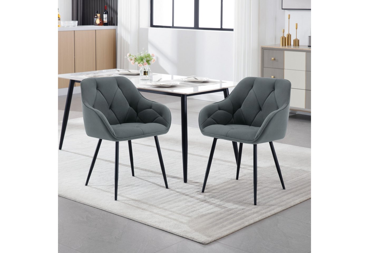 Woltu 4-Fußstuhl (Set, 6 St), Esszimmerstühle ergonomischer aus Samt – Bild 2 von 5