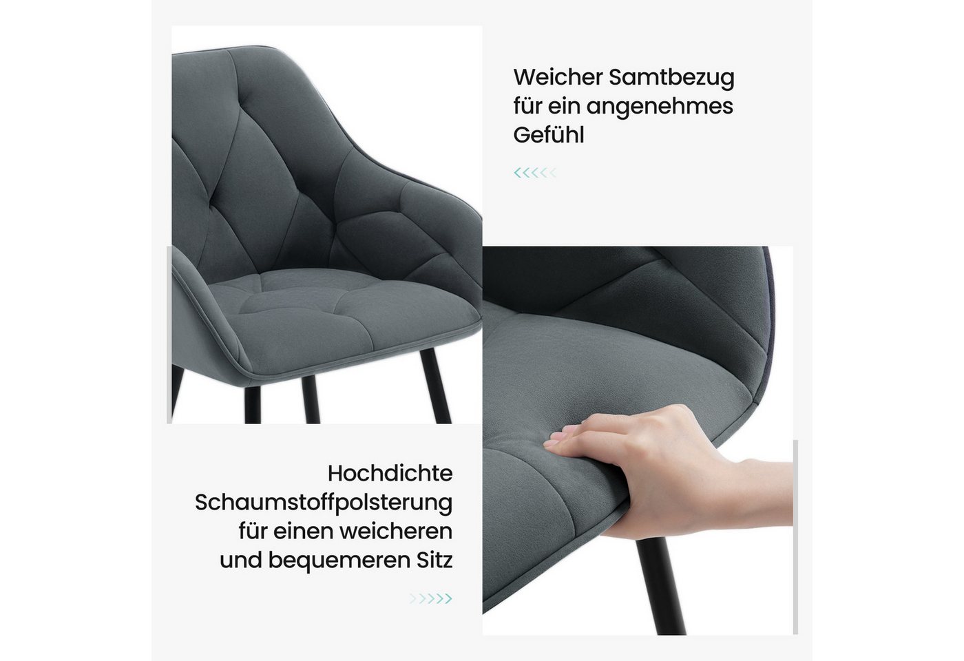 Woltu 4-Fußstuhl (Set, 6 St), Esszimmerstühle ergonomischer aus Samt – Bild 5 von 5