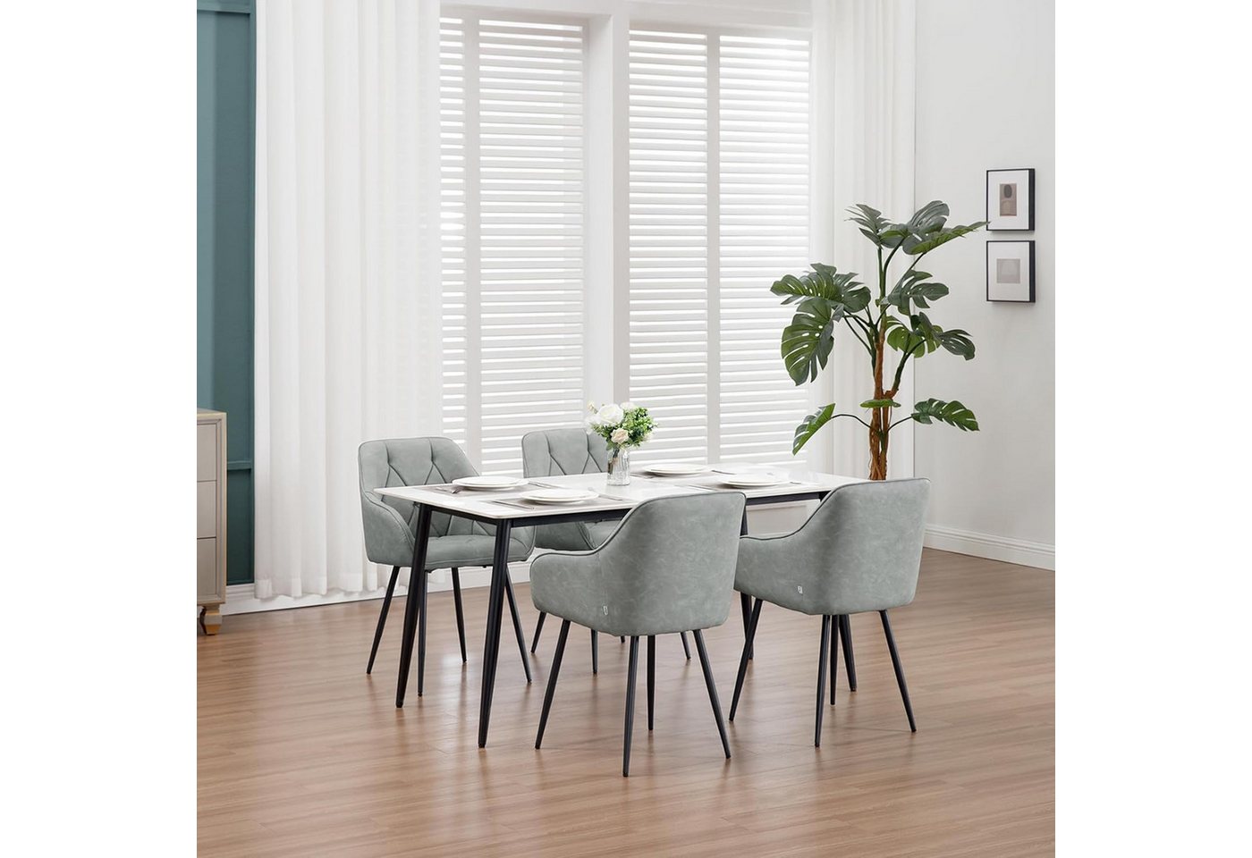Woltu 4-Fußstuhl (Set, 6 St), Esszimmerstühle ergonomischer aus Kunstleder – Bild 2 von 5