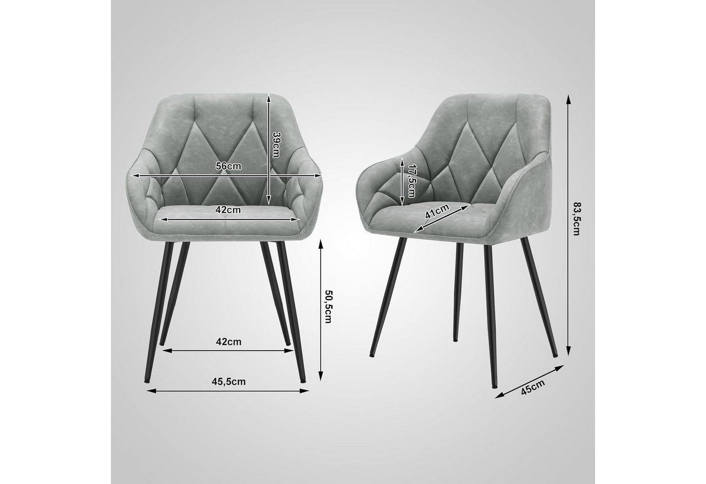 Woltu 4-Fußstuhl (Set, 6 St), Esszimmerstühle ergonomischer aus Kunstleder – Bild 3 von 5