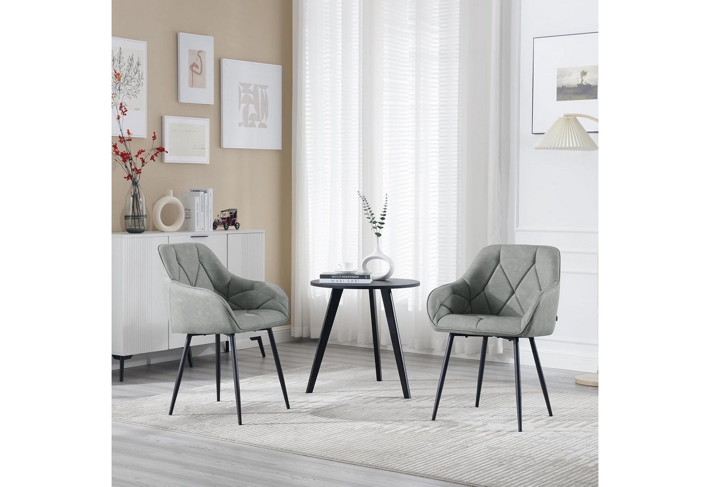 Woltu 4-Fußstuhl (Set, 6 St), Esszimmerstühle ergonomischer aus Kunstleder – Bild 4 von 5