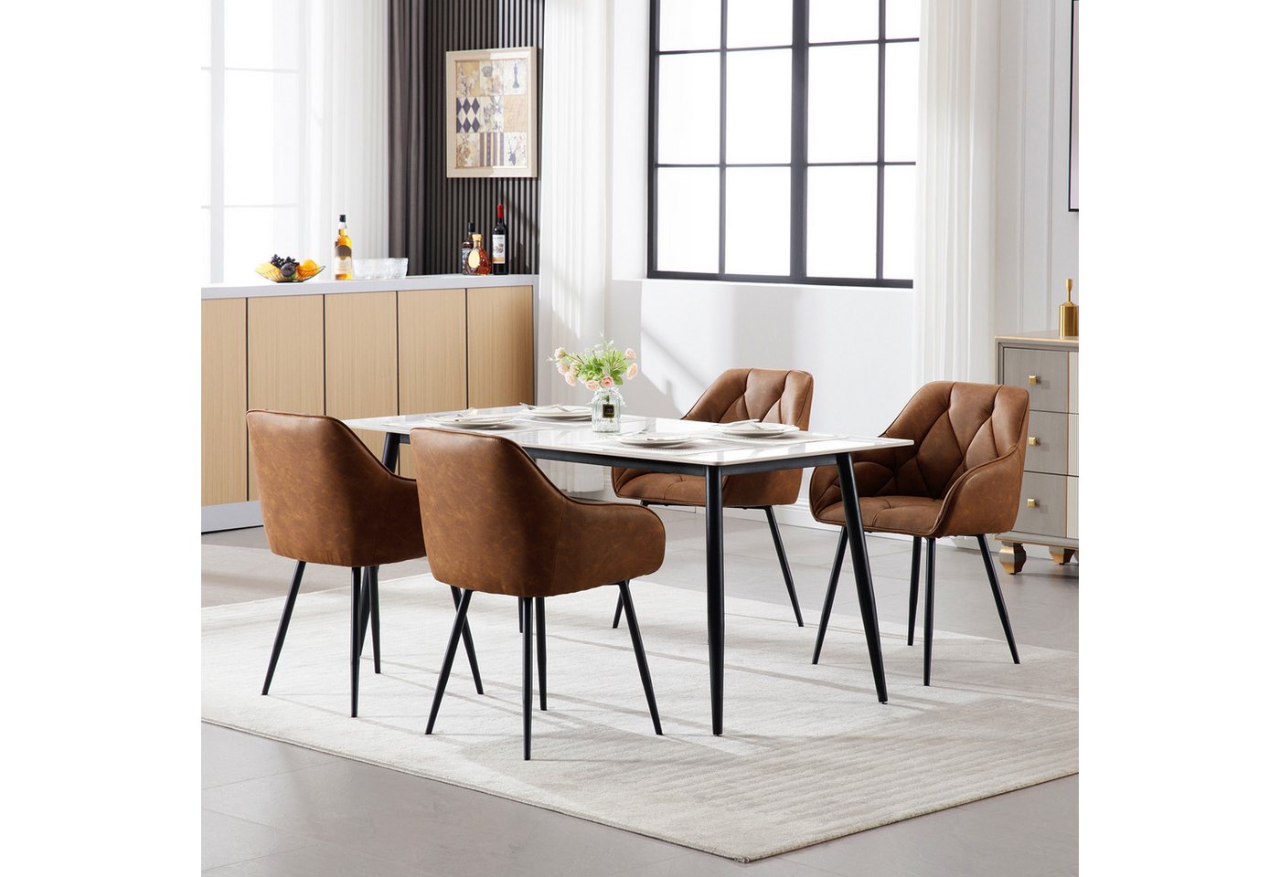 Woltu 4-Fußstuhl (Set, 6 St), Esszimmerstühle ergonomischer aus Kunstleder – Bild 2 von 5