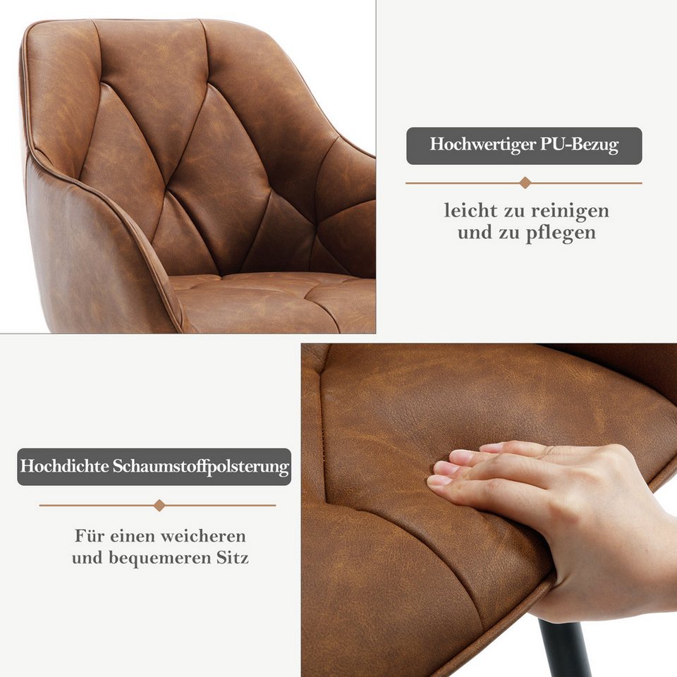 Woltu 4-Fußstuhl (Set, 6 St), Esszimmerstühle ergonomischer aus Kunstleder – Bild 5 von 5