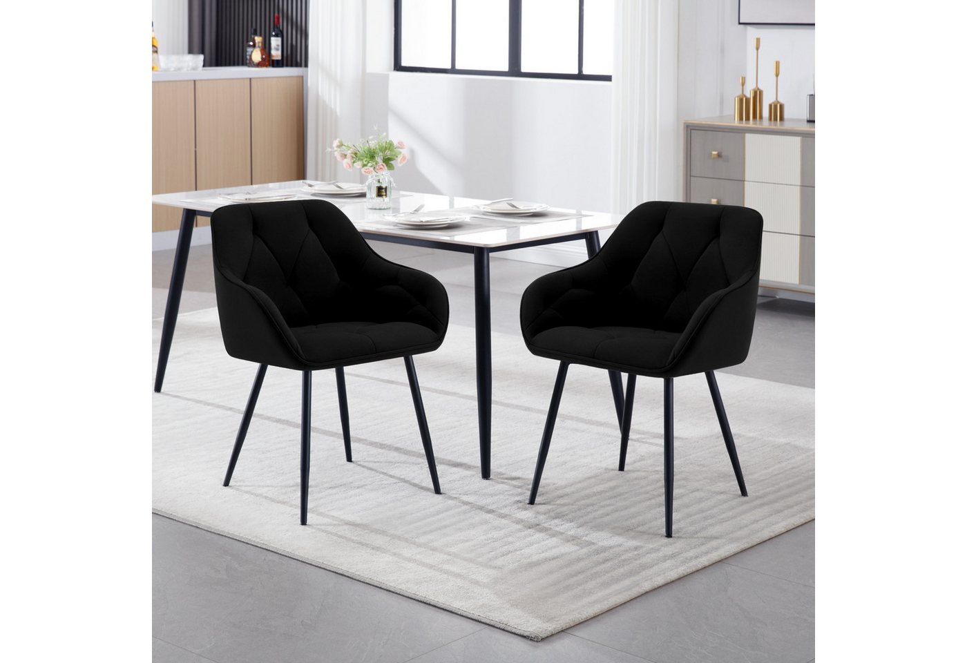 Woltu 4-Fußstuhl (Set, 6 St), Esszimmerstühle ergonomischer aus Samt – Bild 2 von 5