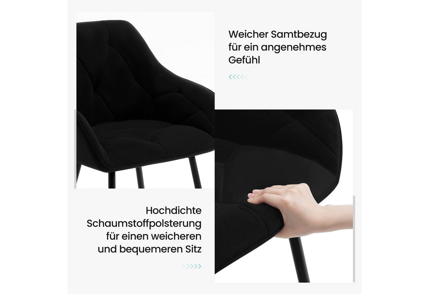 Woltu 4-Fußstuhl (Set, 6 St), Esszimmerstühle ergonomischer aus Samt – Bild 5 von 5
