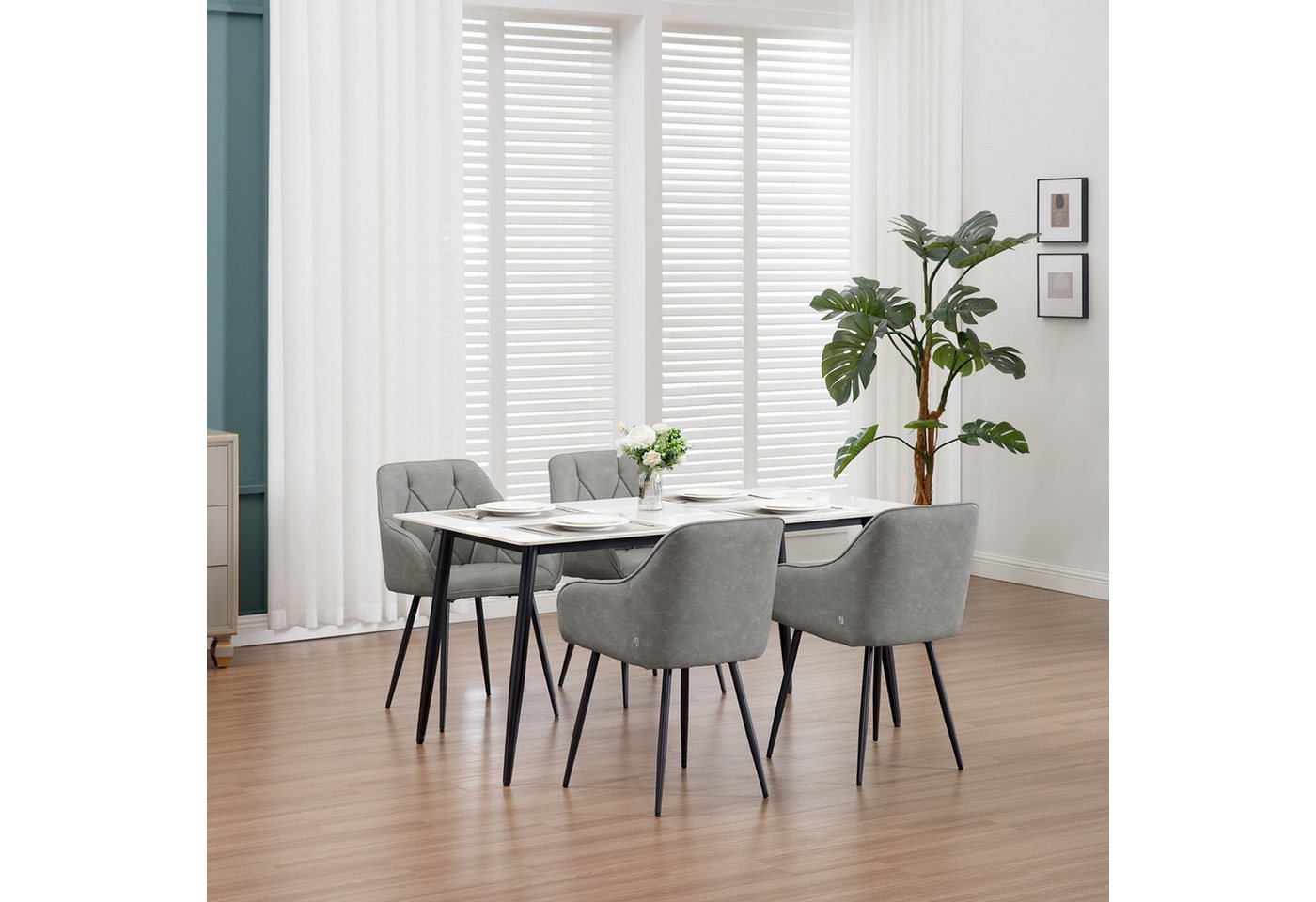 Woltu 4-Fußstuhl (Set, 6 St), Esszimmerstühle ergonomischer aus Kunstleder – Bild 2 von 5