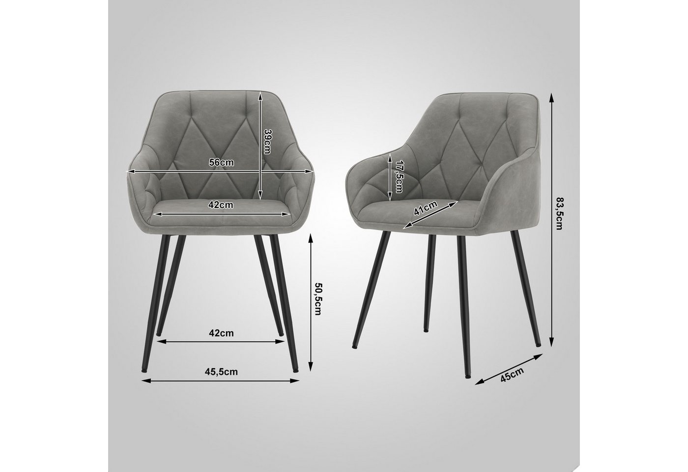 Woltu 4-Fußstuhl (Set, 6 St), Esszimmerstühle ergonomischer aus Kunstleder – Bild 3 von 5