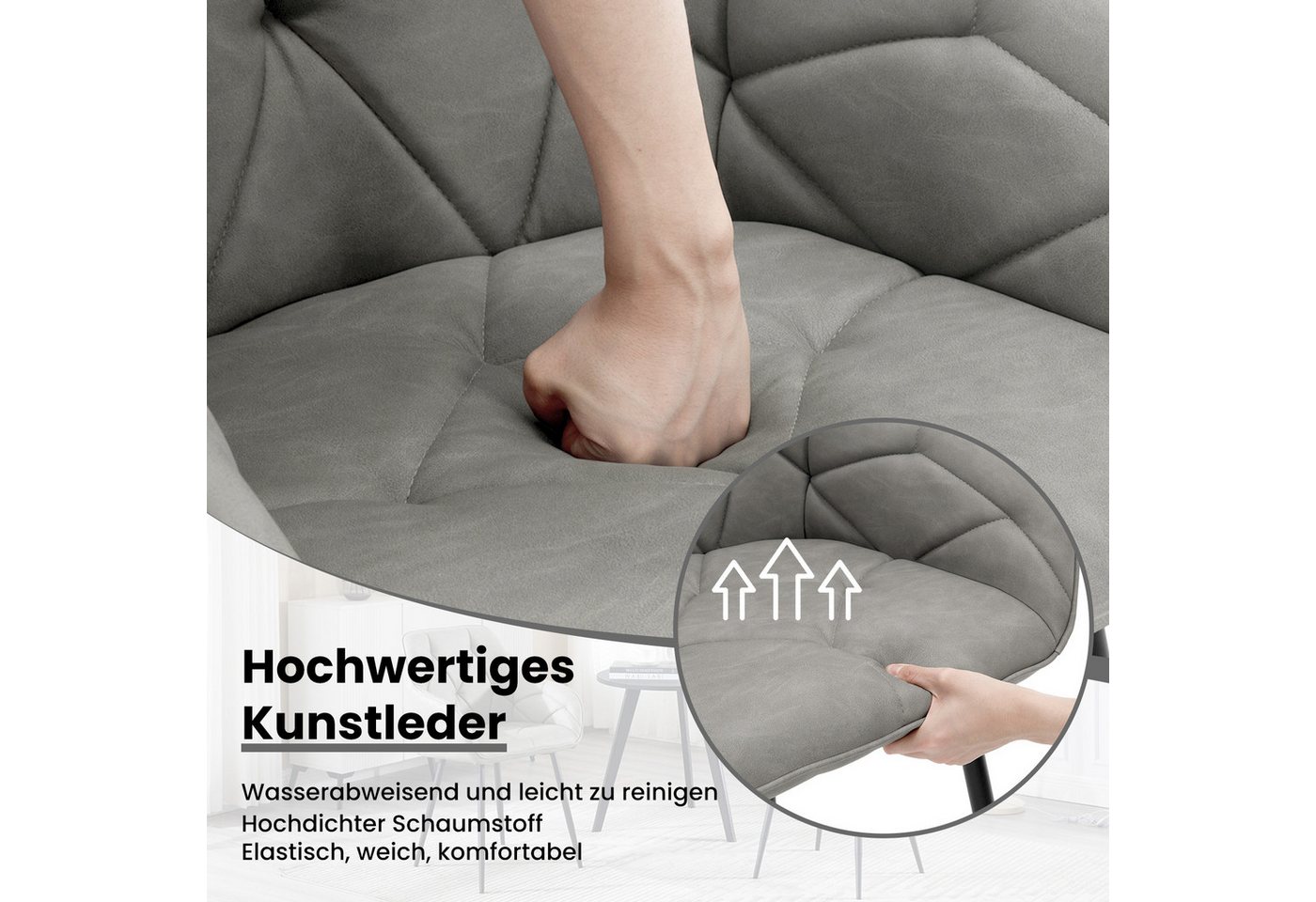 Woltu 4-Fußstuhl (Set, 6 St), Esszimmerstühle ergonomischer aus Kunstleder – Bild 4 von 5