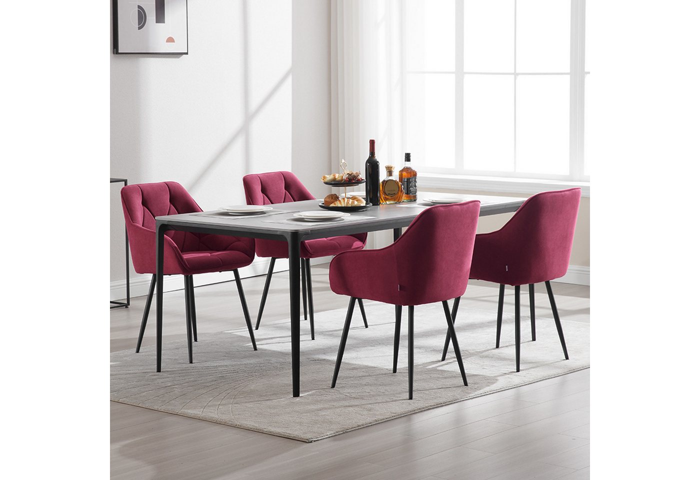 Woltu 4-Fußstuhl (Set, 4 St), Esszimmerstühle ergonomischer aus Samt – Bild 2 von 5