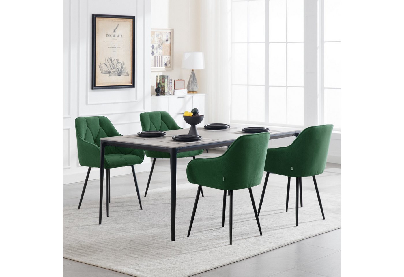 Woltu 4-Fußstuhl (Set, 6 St), Esszimmerstühle ergonomischer aus Samt – Bild 2 von 5
