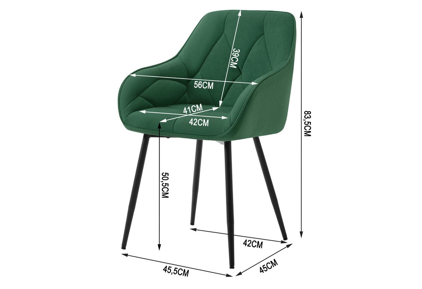 Woltu 4-Fußstuhl (Set, 6 St), Esszimmerstühle ergonomischer aus Samt – Bild 3 von 5