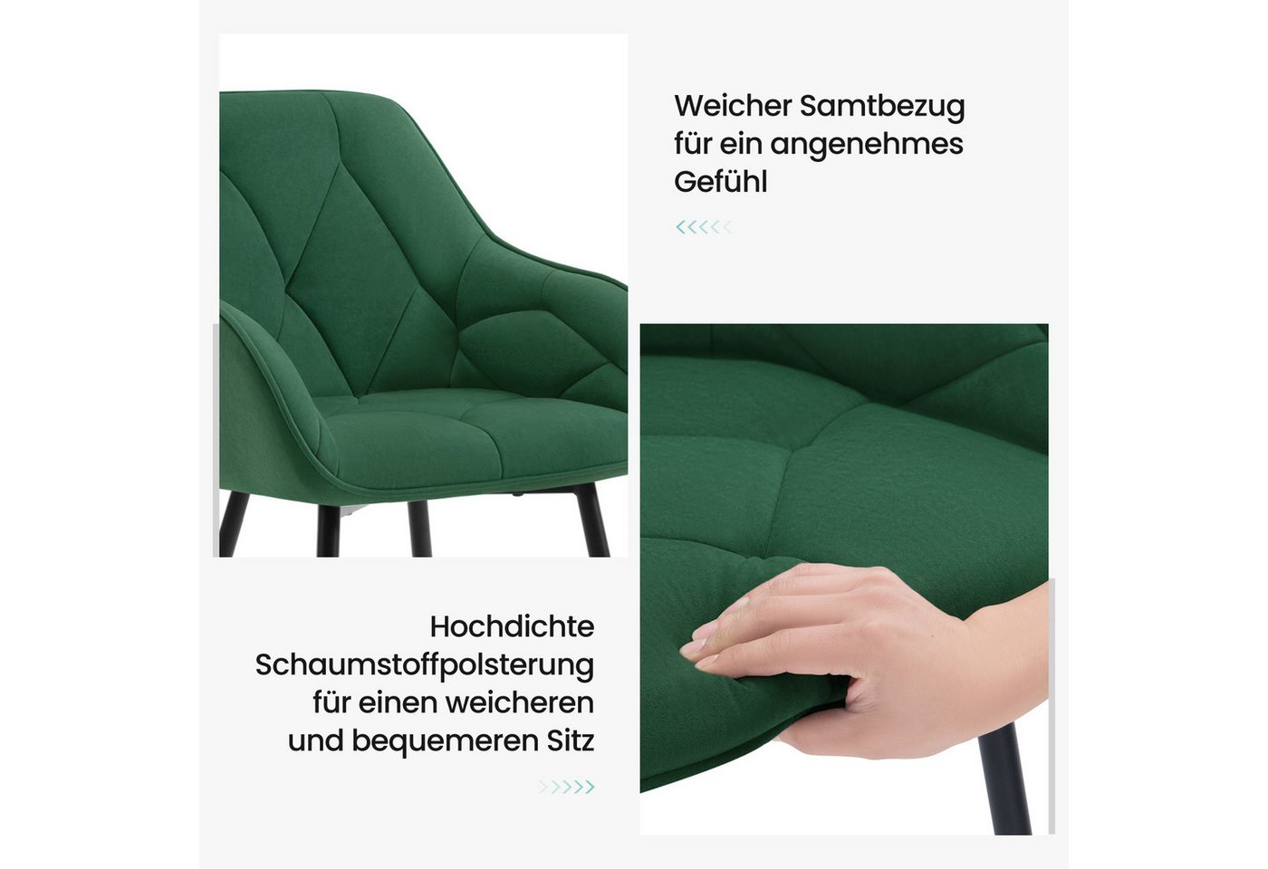 Woltu 4-Fußstuhl (Set, 6 St), Esszimmerstühle ergonomischer aus Samt – Bild 5 von 5