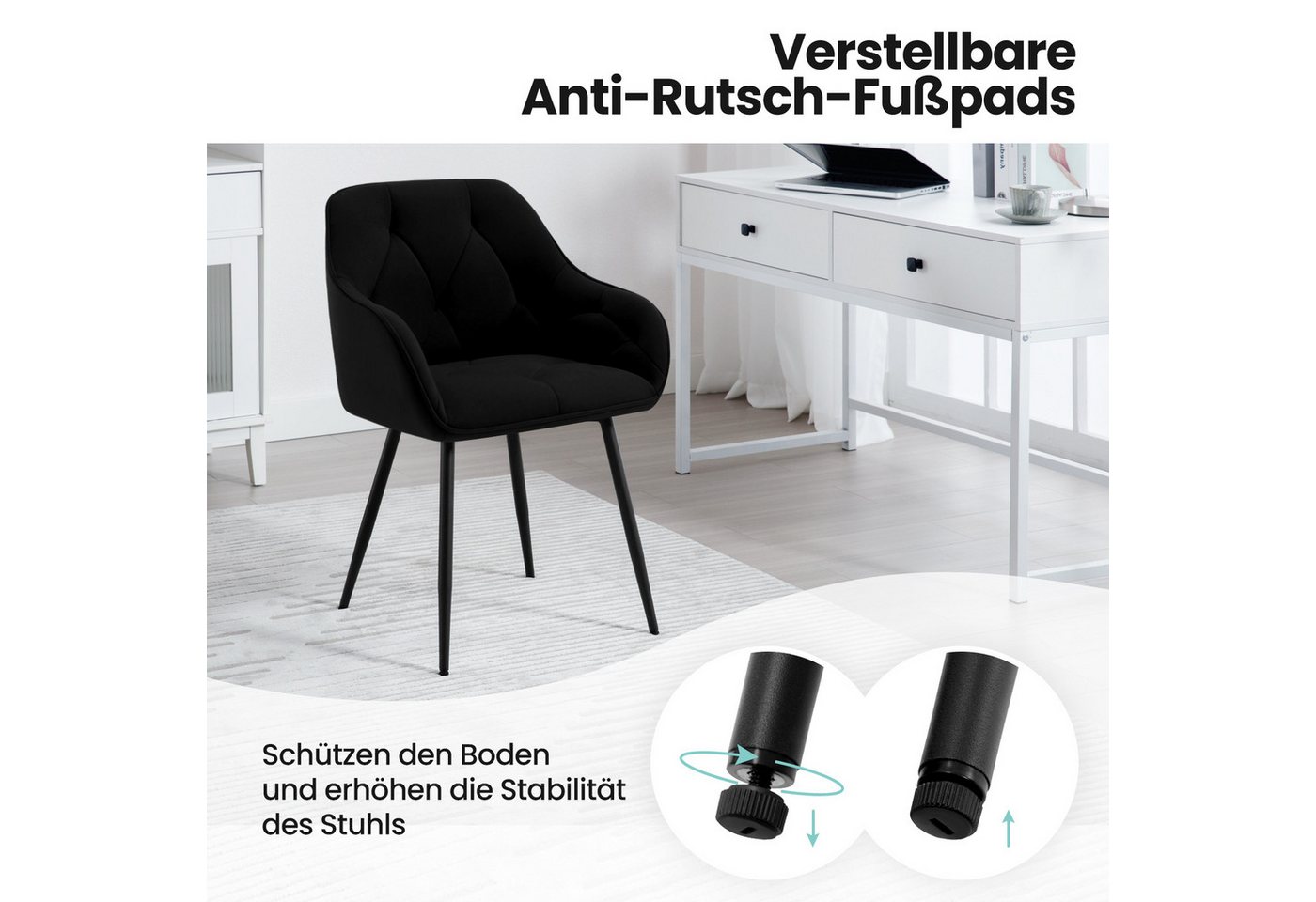 Woltu 4-Fußstuhl (Set, 4 St), Esszimmerstühle ergonomischer aus Samt – Bild 4 von 5