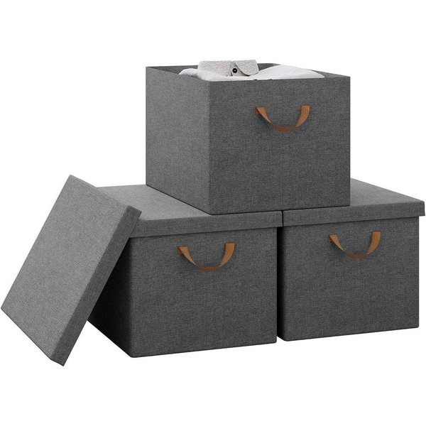 Woltu Aufbewahrungsbox (3 St., Set), mit Deckel, mit Griffen, faltbare Box für Kleidung Spielzeug